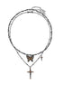 Sweet and cool brown butterfly necklace starry layered sweater chain - MOWTE