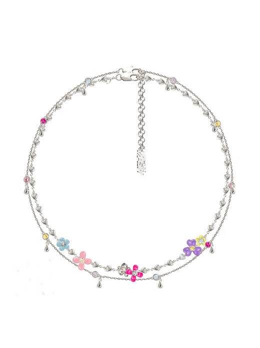 Original Design Secret Garden Fashion Necklace Enamel Flower Clavicle Chain - MOWTE