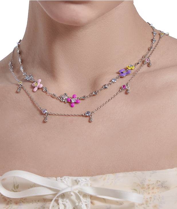 Original Design Secret Garden Fashion Necklace Enamel Flower Clavicle Chain - MOWTE