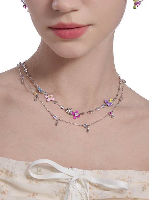 Original Design Secret Garden Fashion Necklace Enamel Flower Clavicle Chain - MOWTE