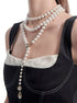 Multi purpose ultra long light luxury pearl necklace for women multiple layered sweater chain - MOWTE