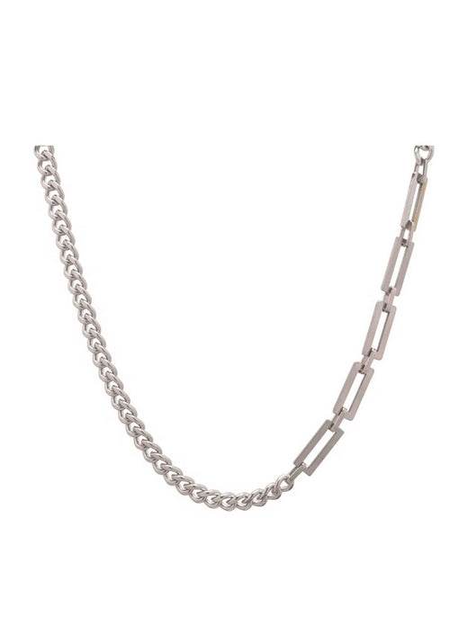 Pure silver necklace popular Cuban collarbone chain trendy hip-hop sweatshirt chain versatile accessory - MOWTE