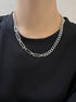 Pure silver necklace popular Cuban collarbone chain trendy hip-hop sweatshirt chain versatile accessory - MOWTE