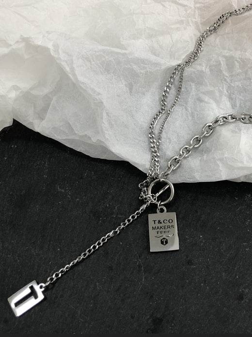 Pure silver necklace neutral hot item long hoodie sweater chain neck chain accessory trend - MOWTE
