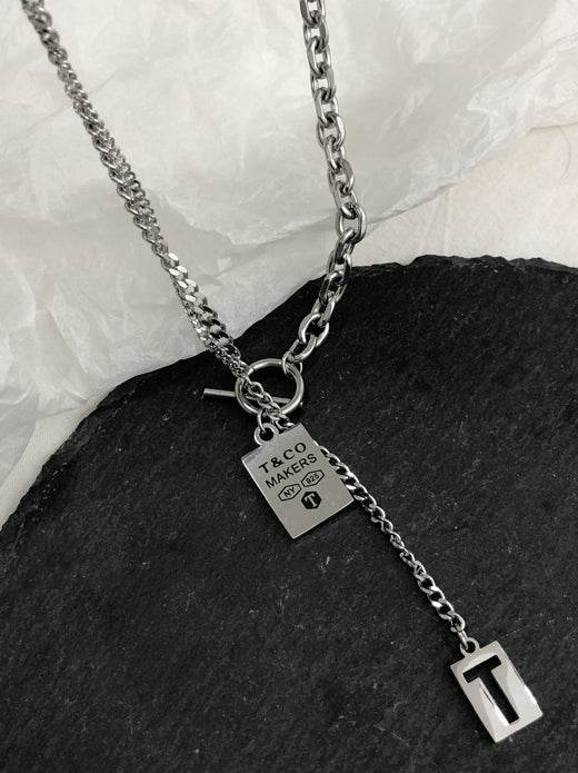 Pure silver necklace neutral hot item long hoodie sweater chain neck chain accessory trend - MOWTE