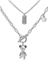 Pure silver necklace neutral new style popular hip-hop sweater chain teddy bear double-layer sweatshirt chain versatile trendy - MOWTE