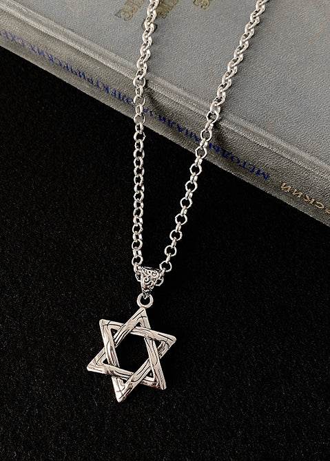 Neutral sterling silver necklace new popular long hip-hop hoodie sweater chain retro minimalist necklace - MOWTE