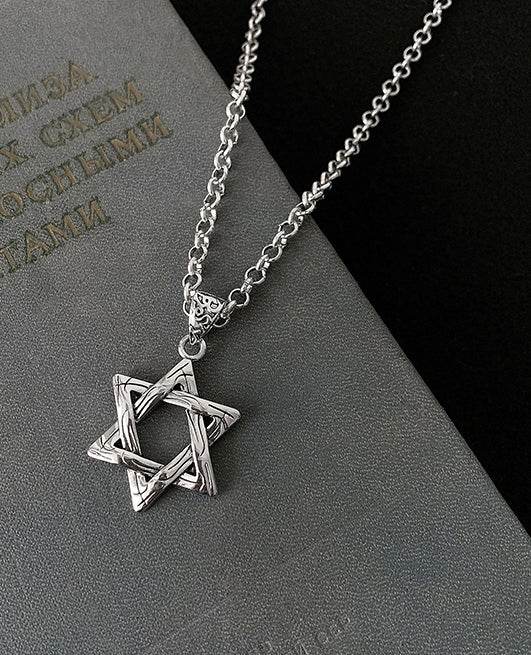 Neutral sterling silver necklace new popular long hip-hop hoodie sweater chain retro minimalist necklace - MOWTE