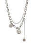 Neutral sterling silver necklace design double layered smiley face sweater chain - MOWTE