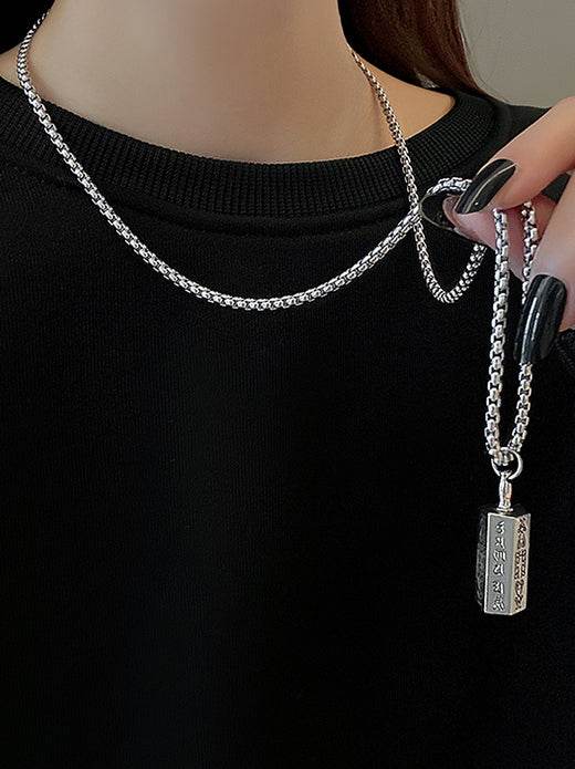 Neutral sterling silver necklace new popular long hip-hop hoodie sweater chain fashion necklace - MOWTE