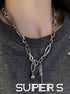 Pure silver necklace sweatshirt chain hip-hop cool style necklace versatile - MOWTE