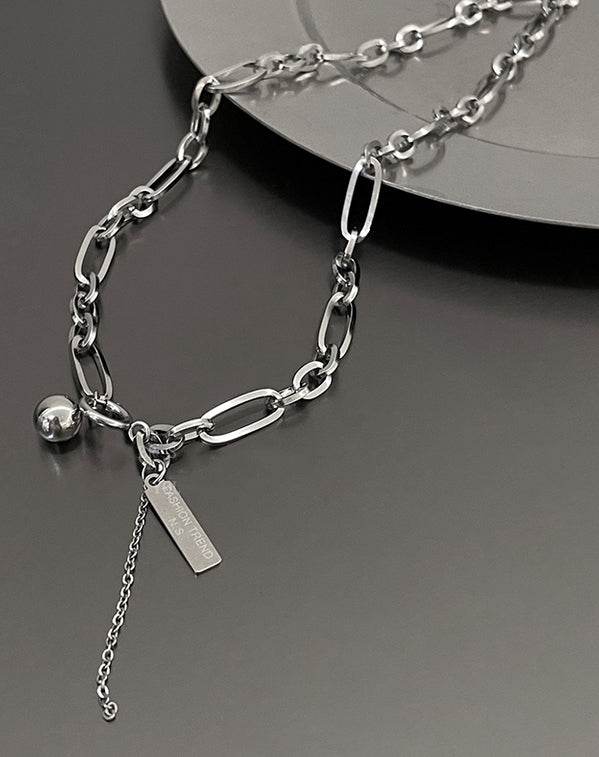 Pure silver necklace sweatshirt chain hip-hop cool style necklace versatile - MOWTE