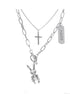 S925 pure silver necklace popular sweater chain high-end double-layer rabbit - MOWTE