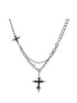 Pure silver necklace star hip-hop street sweater chain - MOWTE