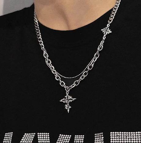 Pure silver necklace star hip-hop street sweater chain - MOWTE
