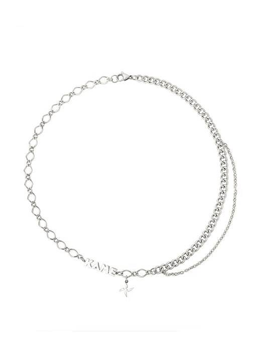Pure silver necklace trendy brand versatile luxury double-layer stacked hip-hop pendant - MOWTE