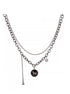 Sterling silver necklace double layered hip-hop collarbone chain accessory - MOWTE