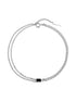 Pure silver double-layer black diamond splicing Cuban chain necklace cold hip-hop street minimalist pendant - MOWTE