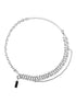 Pure silver double-layer black diamond splicing necklace hip-hop temperament couple pendant - MOWTE
