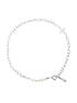 Pure silver cross necklace cold style splicing pearls personalized couple pendant - MOWTE