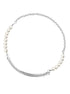 Pure silver patchwork Cuban chain necklace cool pearl hip-hop street personality accessory - MOWTE