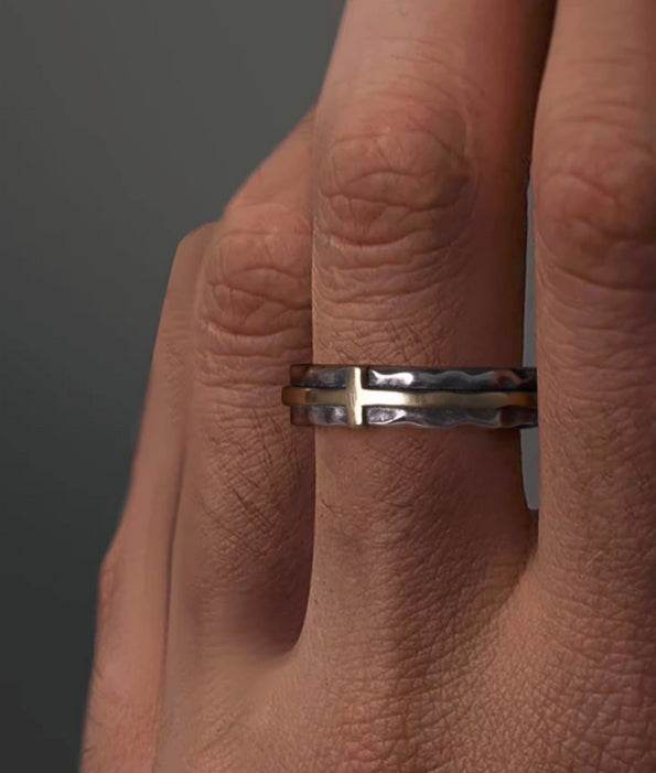 Brass Cross Silver Ring - MOWTE
