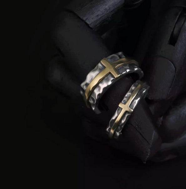 Brass Cross Silver Ring - MOWTE
