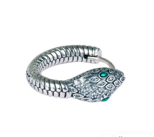 Sterling silver exaggerated micro-paved zircons snake-shaped high-end design personalized couple earrings - MOWTE