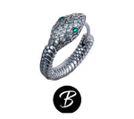 Sterling silver exaggerated micro-paved zircons snake-shaped high-end design personalized couple earrings - MOWTE