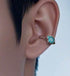Ice blue water drop ear bone clip with cool feeling without piercing 925 sterling silver couple studs - MOWTE