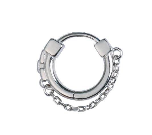 Sterling silver earrings handsome hip-hop street silver earrings - MOWTE