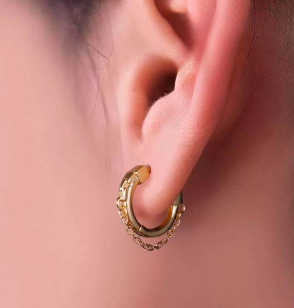 Sterling silver earrings handsome hip-hop street silver earrings - MOWTE
