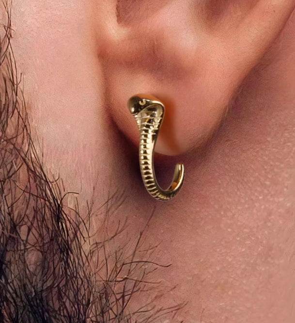Cobra earring sterling silver hip-hop trendy handsome silver earrings - MOWTE