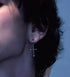 Sterling silver earrings personalized Moji cross silver ornaments handsome hip-hop street earrings - MOWTE