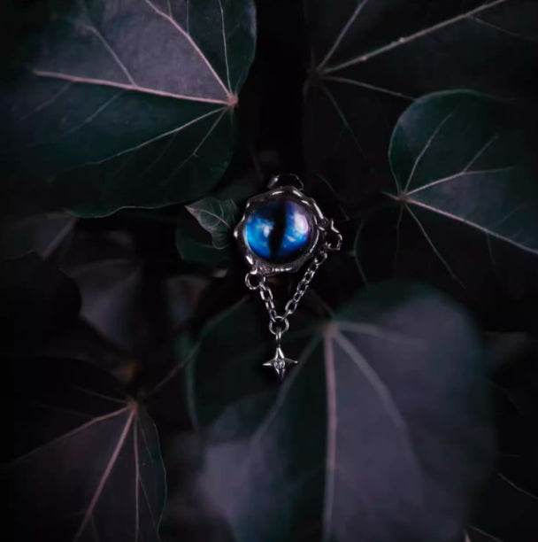 Sterling silver earrings, personalized handsome gothic magic eyes men and women hip-hop street silver jewelry - MOWTE