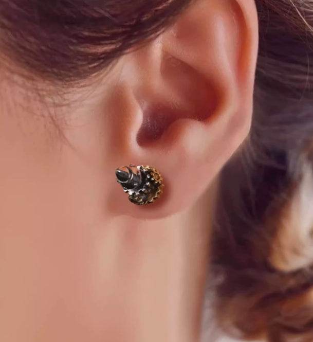 Sterling silver earrings for men and women exaggerated double-sided gear keys handsome street silver jewelry - MOWTE