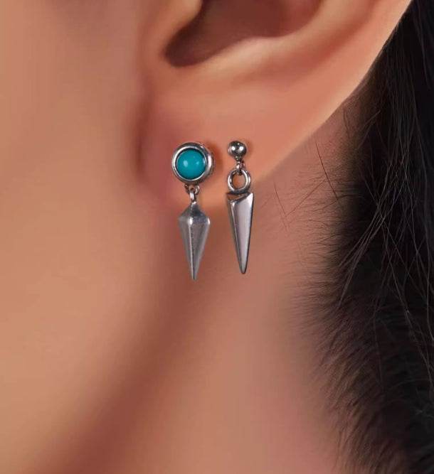 Sterling silver stud earrings silver plucking jewelry for couple - MOWTE