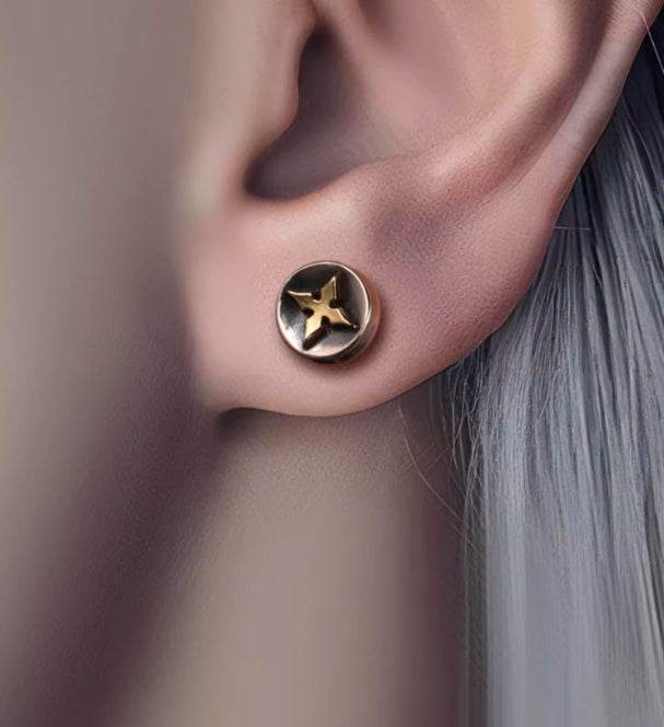 Sterling silver earrings for men and women Vajra pestle retro silver handsome studs - MOWTE