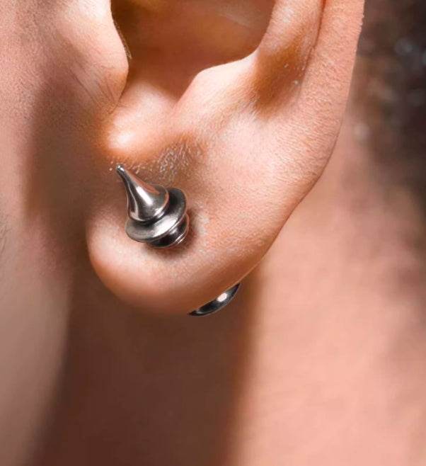 Sterling silver earrings for men and women Vajra pestle retro silver handsome studs - MOWTE