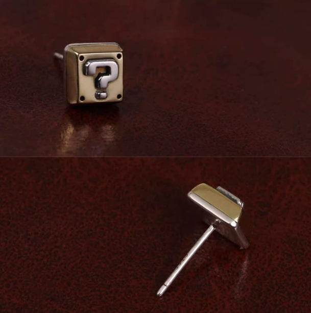 Sterling silver studs for men and women question mark silver handsome INS personalized earrings - MOWTE