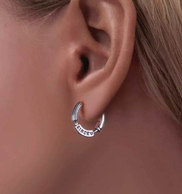 Sterling silver earrings for men and women hip-hop handsome silver ear buckles - MOWTE