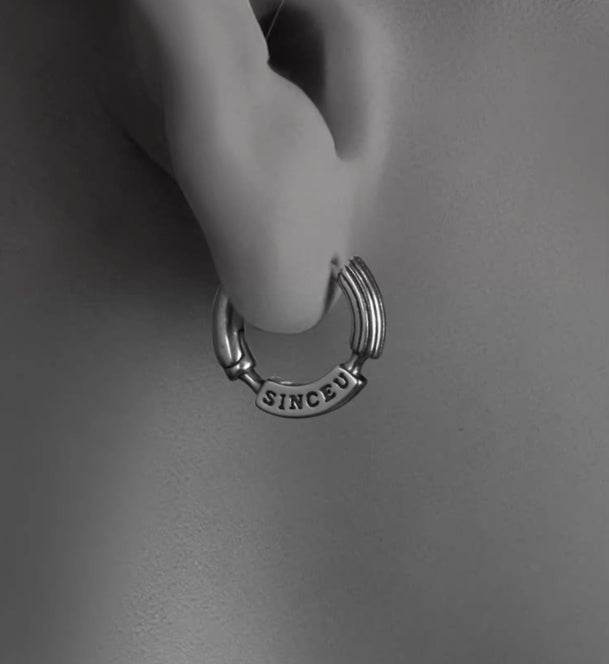 Sterling silver earrings for men and women hip-hop handsome silver ear buckles - MOWTE