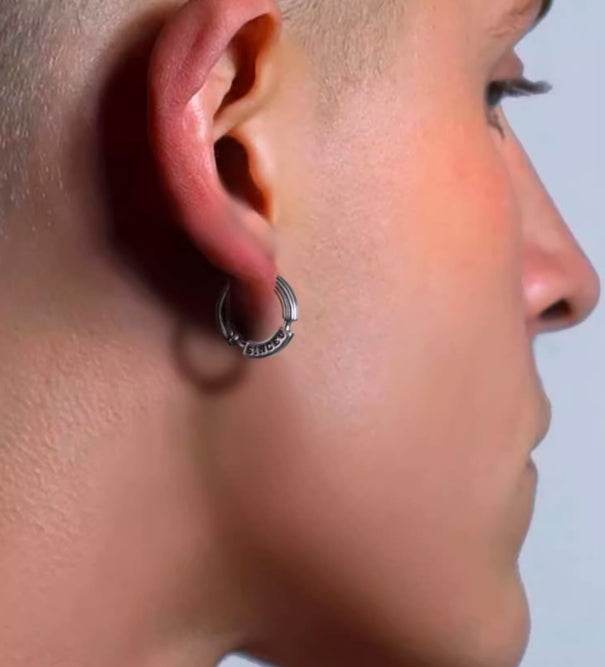 Sterling silver earrings for men and women hip-hop handsome silver ear buckles - MOWTE