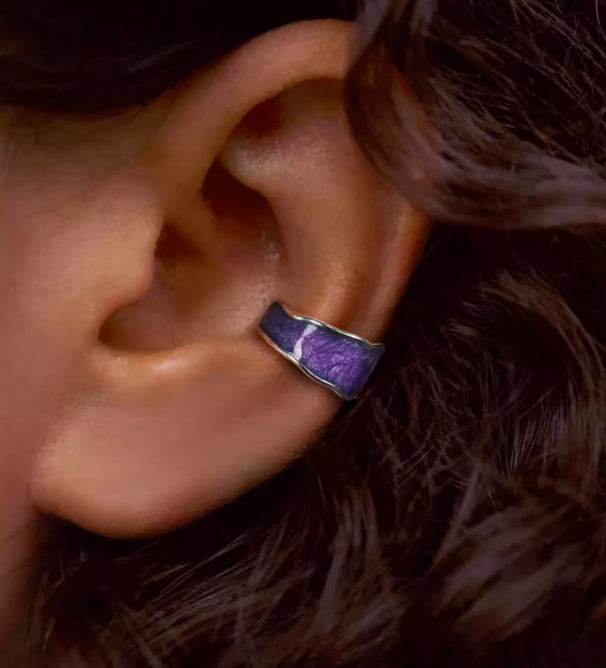 Pure silver ear clips for men and women, glazed silver without pierced ear bone clips - MOWTE