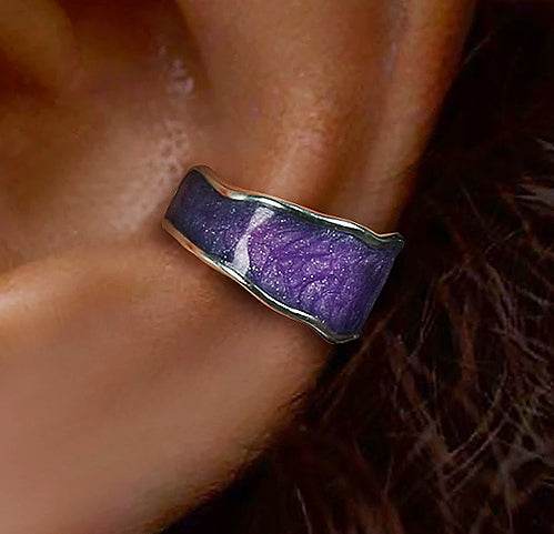 Pure silver ear clips for men and women, glazed silver without pierced ear bone clips - MOWTE