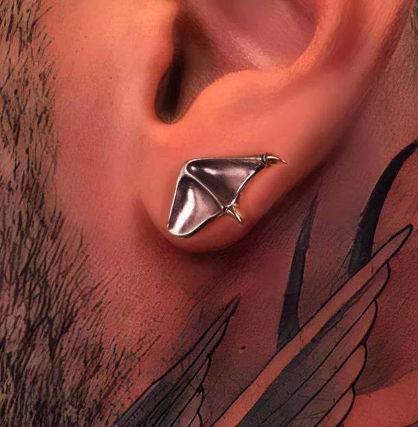 Sterling silver earrings for couples angel devil lover gift handsome studs - MOWTE