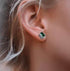 Retro 925 sterling silver earrings iris green crystal square jewelry for men and women - MOWTE