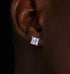 Diamond studs sterling silver square hip hop four prong zircon super flash earrings - MOWTE