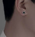 Sterling silver studs square black zirconia unique high-end simple style handsome earrings - MOWTE