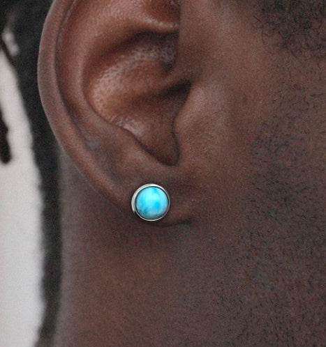 S925 sea grain stone sterling silver earrings hip-hop fashion earrings - MOWTE